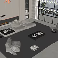 Modern sofa coffee table combination home 3d model