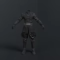 Black Leather Outfit With Long Sleeves Belt Baggy Pants And Boots