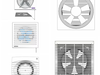 Different Types of Air Conditioner Air Vents With Structural Design Details 3d model