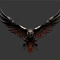 Mechanical Eagle Character Design With Metallic Wings And Red Accents