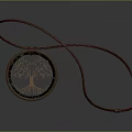Daily Life Accessories Necklace Featuring Red Rope And Round Pendant Tree Design