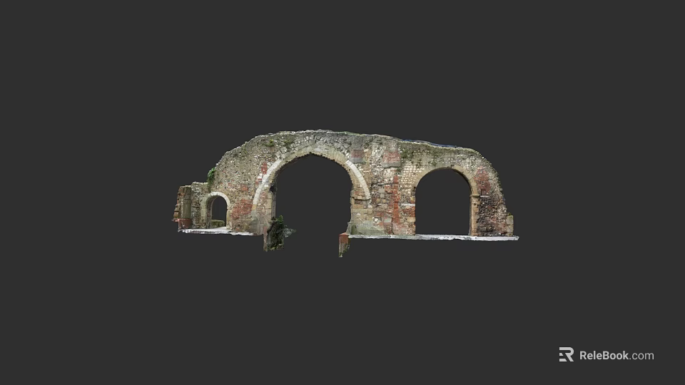 Ancient Urban Architectural Complex With Stone Arches And Moss Covered Walls 3d model 