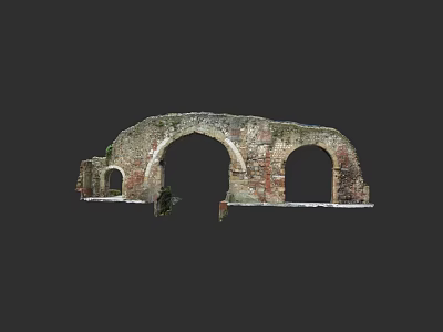 Ancient Urban Architectural Complex With Stone Arches And Moss Covered Walls 3d model
