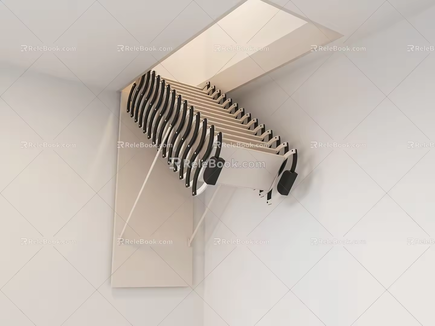 retractable stairs attic small space 3d model
