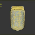 Transparent Blue Glass Jar With Metal Lid And String Lights For Decoration