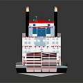 Vintage Paddlewheel Steamboat With Red Roof White Hull Two Chimneys And Paddlewheel Propulsion