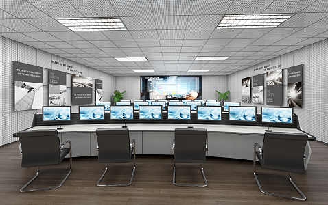 Modern monitoring room Central control room 3d model