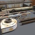 Diverse Industrial Equipment Parts Including Metal Pipes Funnel Motor And Mechanical Components