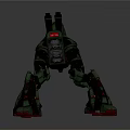 Mechanical Robot Character With Multi legged Green Armor And Red Accents 3d model