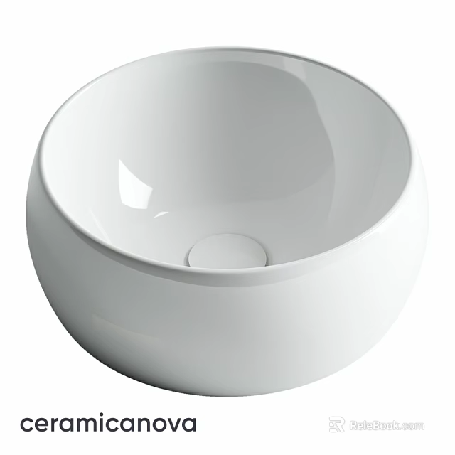 Modern White Round Ceramic Wash Basin With Smooth Surface Design 3d model 