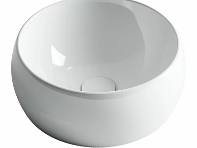 Modern White Round Ceramic Wash Basin With Smooth Surface Design 3d model