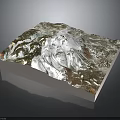 Square Metallic Mountain Model With White Base And Textured Surface