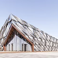 Modern Sales Office Building With Unique Metallic Facade And Geometric Architectural Design 3d model