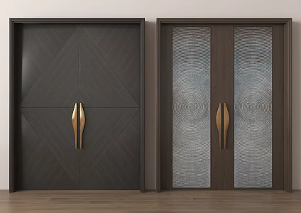 Modern double door wooden double door light luxury split solid wooden door 3d model