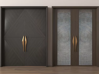 Modern double door wooden double door light luxury split solid wooden door 3d model