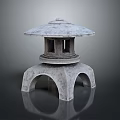 Traditional Stone Lantern Outdoor Furniture With Umbrella Shaped Top And Arched Base