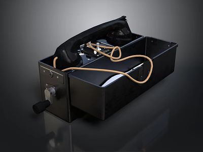 Retro Computer Communication Device With Black Handset Coiled Cord And Knob Detail 3d model