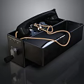 Retro Computer Communication Device With Black Handset Coiled Cord And Knob Detail