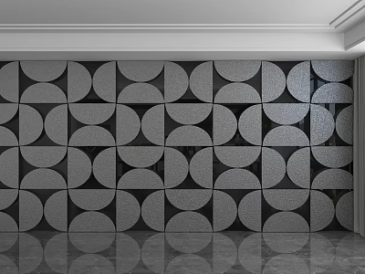 Modern Elegant Interior Wall Design With Gray Geometric Patterns And Marble Texture 3d model