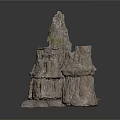 Layered Rock Formation Decorative Structure With Green Platform And Small Trees
