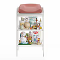 White Multi Tier Storage Shelf For Kids Room With Wooden Toys And Stuffed Animals