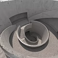 Spiral Staircase In Circular Concrete Architectural Structure With Modern Design Elements 3d model
