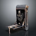 Vintage Foldable Electronic Camera With Retro Design Metal Leather Parts