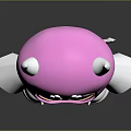 Cute Doll With Pink Head White Horns Big Black Eyes And Red Heart