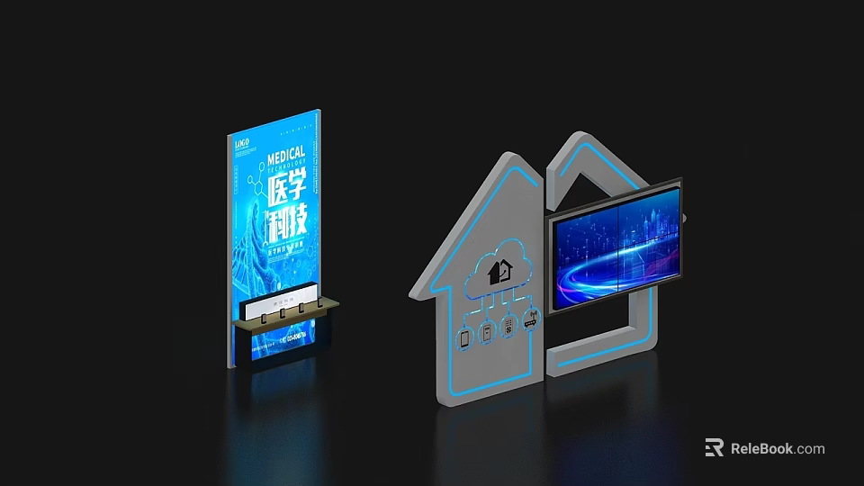 Medical Technology Integration In Smart Home With Cloud Security And Digital Screen 3d model