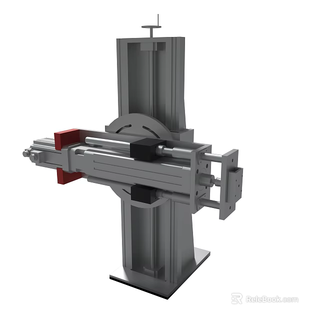 Industrial Robotic Arm Mechanical Structure With Metal Frame And Red Components 3d model