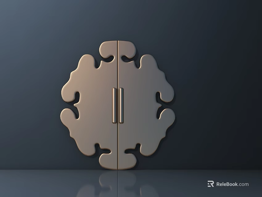 Golden Modern Wardrobe With Symmetric Openwork Patterns And Elegant Reflective Surface 3d model