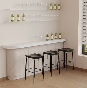 Modern Bar Stool Storage Rack Wine Rack 3d model