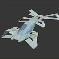 3D Model of Modern White and Light Blue Aircraft with Geometric Structure and Propellers