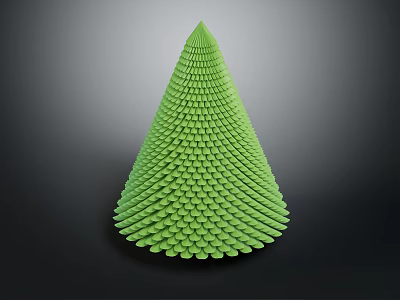 Abstract Green Conical Plant with Layered Scaled Leaves Artistic Design on Dark Background 3d model