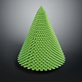 Abstract Green Conical Plant with Layered Scaled Leaves Artistic Design on Dark Background
