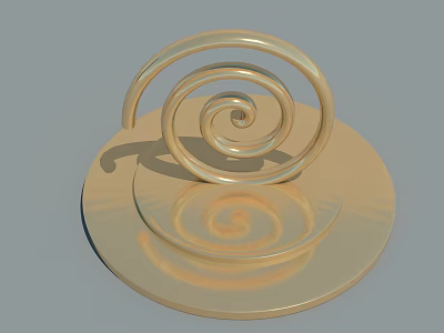 Modern Golden Spiral Decorative Sculpture With Circular Base And Shiny Surface 3d model
