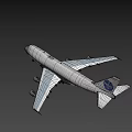 Dark Colored Airplane Flying With White Wings And Tail Logo In Sky
