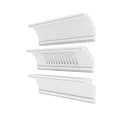 Three Different White Architectural Moldings Featuring Grooved And Smooth Designs