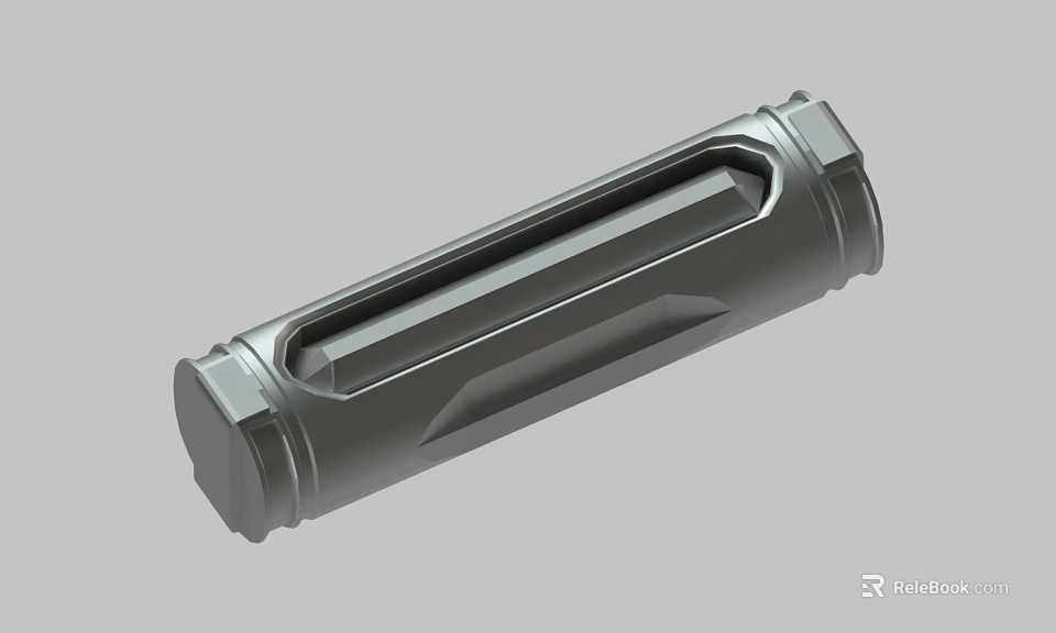 Durable Cylindrical Metal Mechanical Part With Hexagonal Ends And Grooved Surface 3d model 