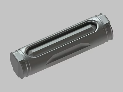 Durable Cylindrical Metal Mechanical Part With Hexagonal Ends And Grooved Surface 3d model