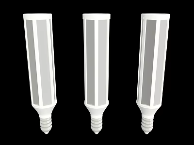 Modern Three White Cylindrical Light Fixture Set With Gray Stripes And Screw Base 3d model