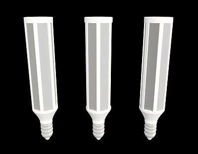 Modern Three White Cylindrical Light Fixture Set With Gray Stripes And Screw Base 3d model