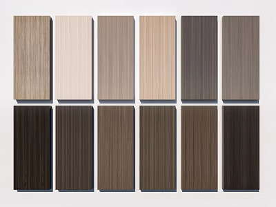 Natural Wooden Wall Panels With Various Grain Colors And Textures 3d model