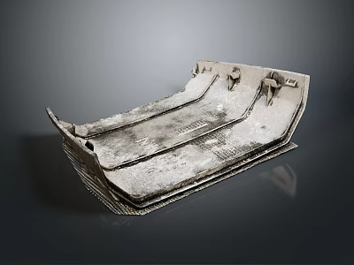 Ancient Metal Artifact With Rusty Surface Textured Details Elongated Shape Dual Handles Against Dark Background 3d model