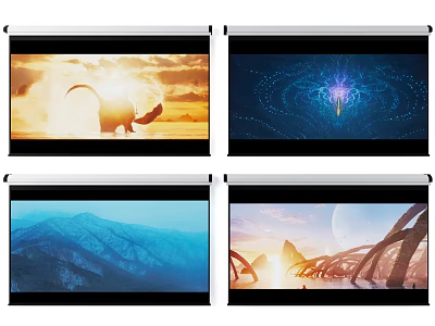 Clear Projection Monitoring Screens Displaying Diverse Natural Scenes Abstract Patterns And Views 3d model