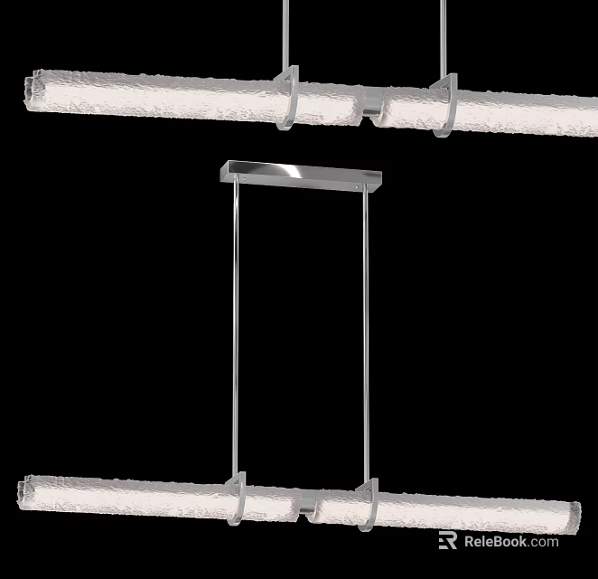 Modern Hanging Chandelier With Silver Metal Frame And Frosted Glass Tubes Design 3d model 