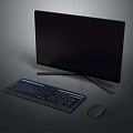 Modern Desktop Computer Accessories With Monitor Keyboard And Mouse