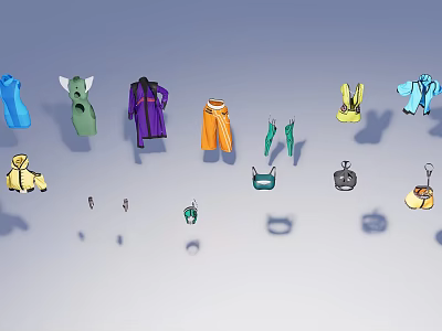 Stylish Clothing And Accessories Collection Featuring Jackets Pants Vests Hats And Bags 3d model