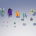Stylish Clothing And Accessories Collection Featuring Jackets Pants Vests Hats And Bags