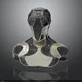 Abstract Character Creature Sculpture With Black And White Geometric Design Shiny Surface